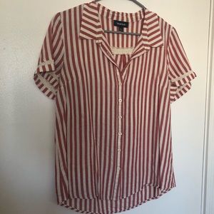 Pink striped ModCloth collared shirt blouse